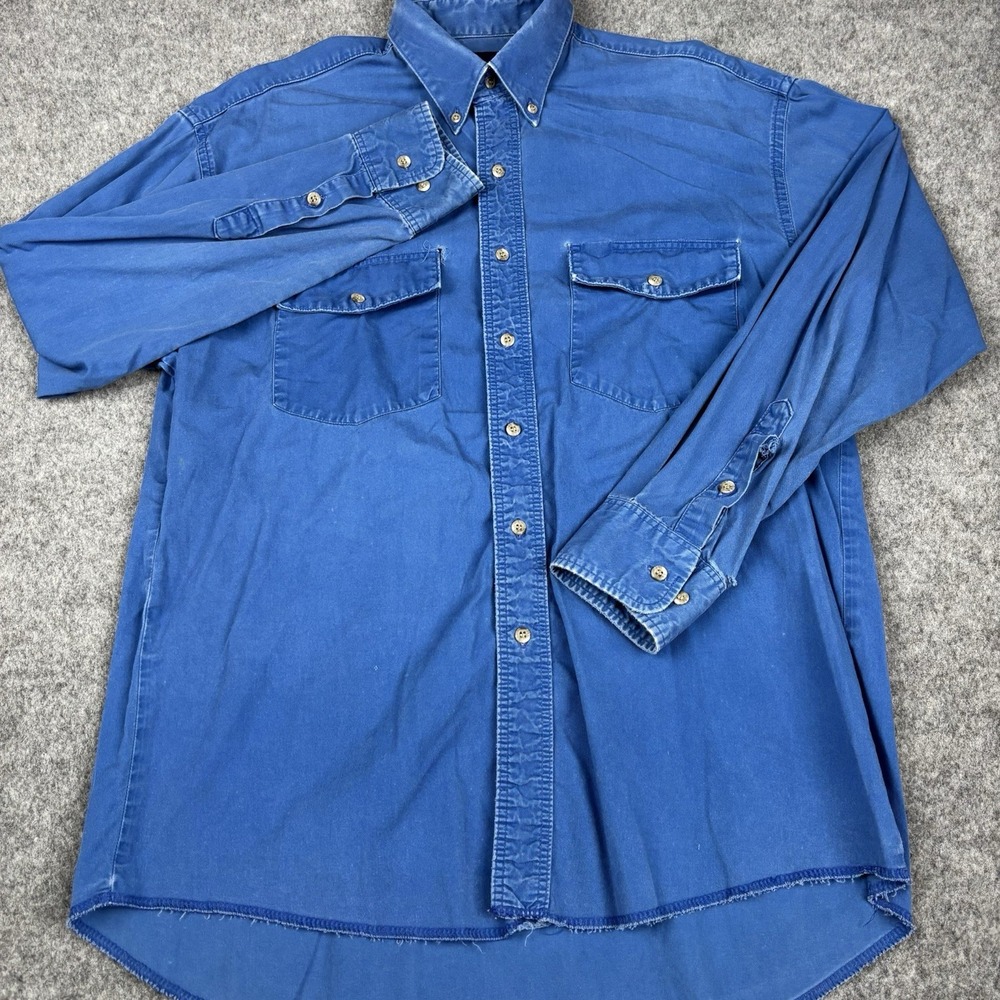 Vintage Wrangler Shirt Men's XL 16-34 X Long Tails Blue Button Up Work Western - Picture 2 of 13